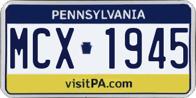 PA license plate MCX1945