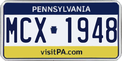 PA license plate MCX1948