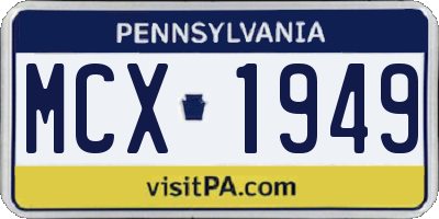 PA license plate MCX1949