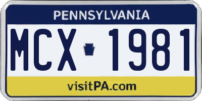 PA license plate MCX1981