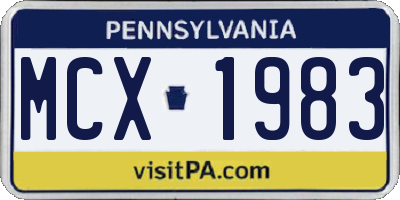 PA license plate MCX1983