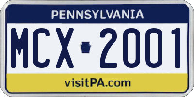 PA license plate MCX2001