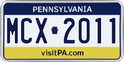 PA license plate MCX2011