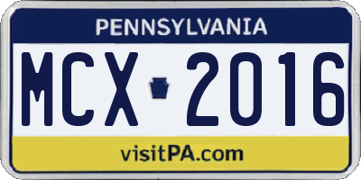 PA license plate MCX2016