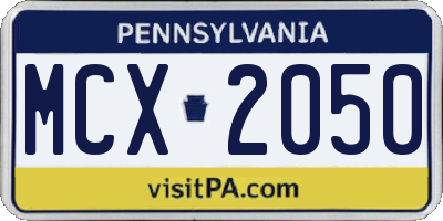 PA license plate MCX2050