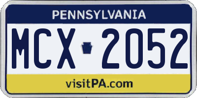 PA license plate MCX2052