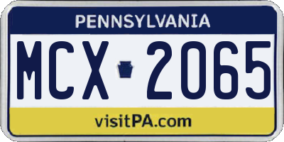 PA license plate MCX2065