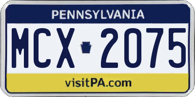 PA license plate MCX2075