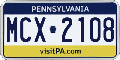 PA license plate MCX2108