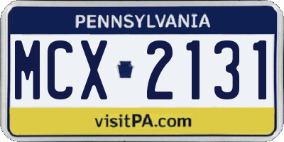 PA license plate MCX2131