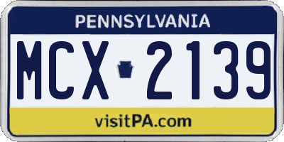 PA license plate MCX2139