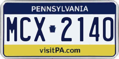 PA license plate MCX2140