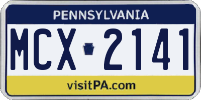 PA license plate MCX2141