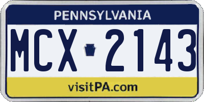 PA license plate MCX2143