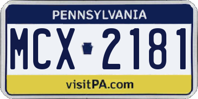 PA license plate MCX2181