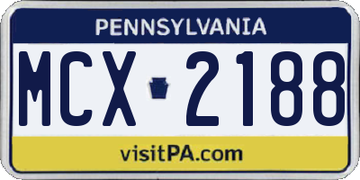 PA license plate MCX2188