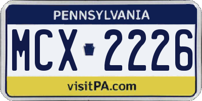 PA license plate MCX2226