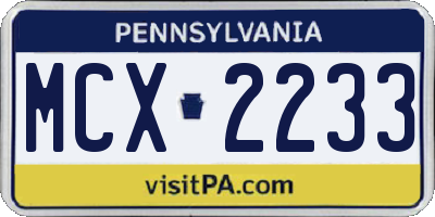 PA license plate MCX2233