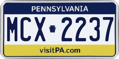PA license plate MCX2237