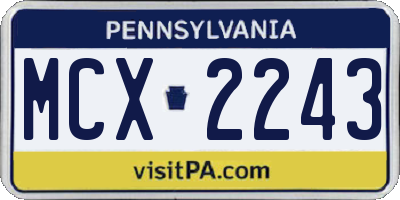 PA license plate MCX2243