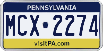 PA license plate MCX2274