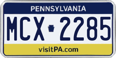 PA license plate MCX2285