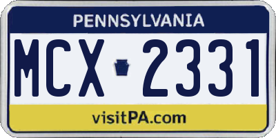 PA license plate MCX2331
