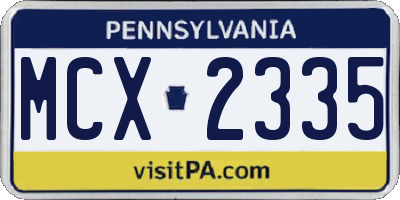 PA license plate MCX2335
