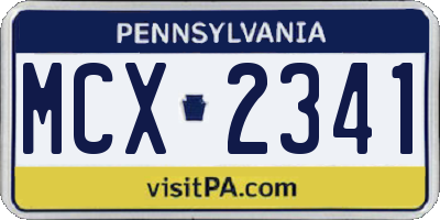 PA license plate MCX2341