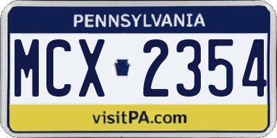 PA license plate MCX2354