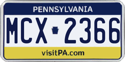 PA license plate MCX2366
