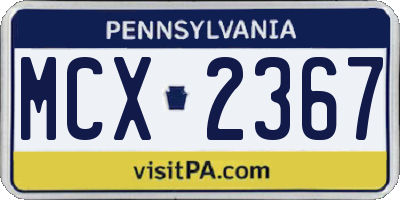 PA license plate MCX2367