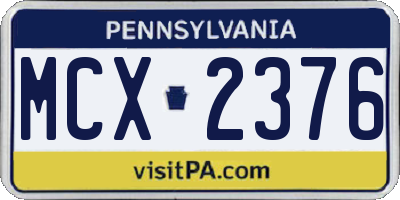 PA license plate MCX2376
