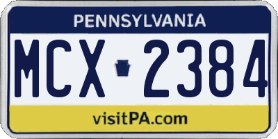 PA license plate MCX2384