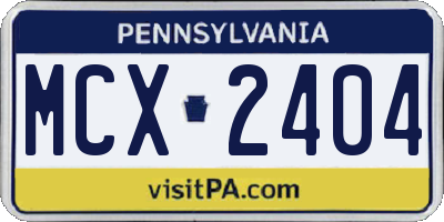 PA license plate MCX2404