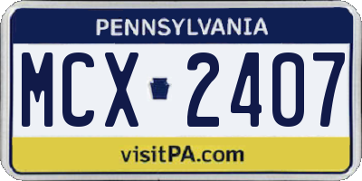 PA license plate MCX2407