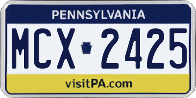 PA license plate MCX2425