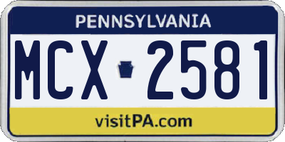 PA license plate MCX2581
