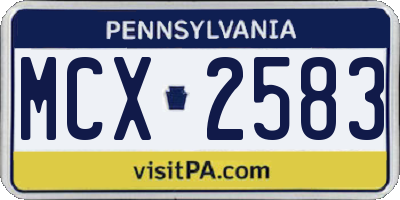 PA license plate MCX2583