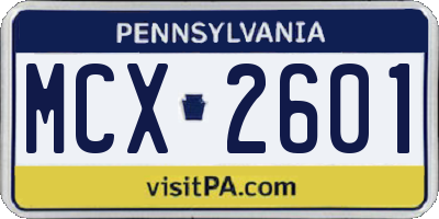 PA license plate MCX2601