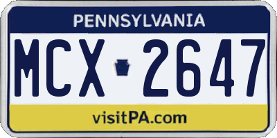PA license plate MCX2647