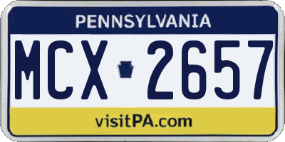 PA license plate MCX2657