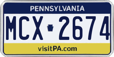 PA license plate MCX2674