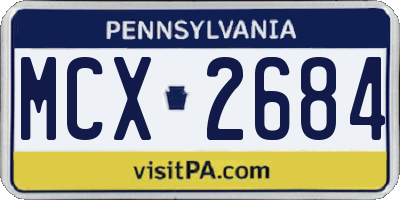 PA license plate MCX2684
