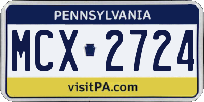 PA license plate MCX2724