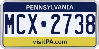 PA license plate MCX2738