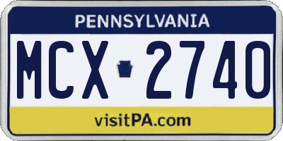 PA license plate MCX2740