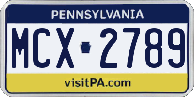 PA license plate MCX2789