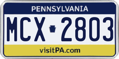 PA license plate MCX2803