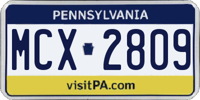 PA license plate MCX2809
